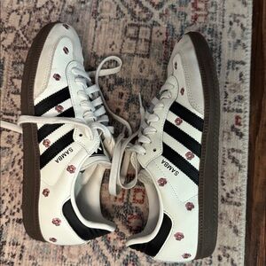 Adidas White Sneakers with Purple Floral Details